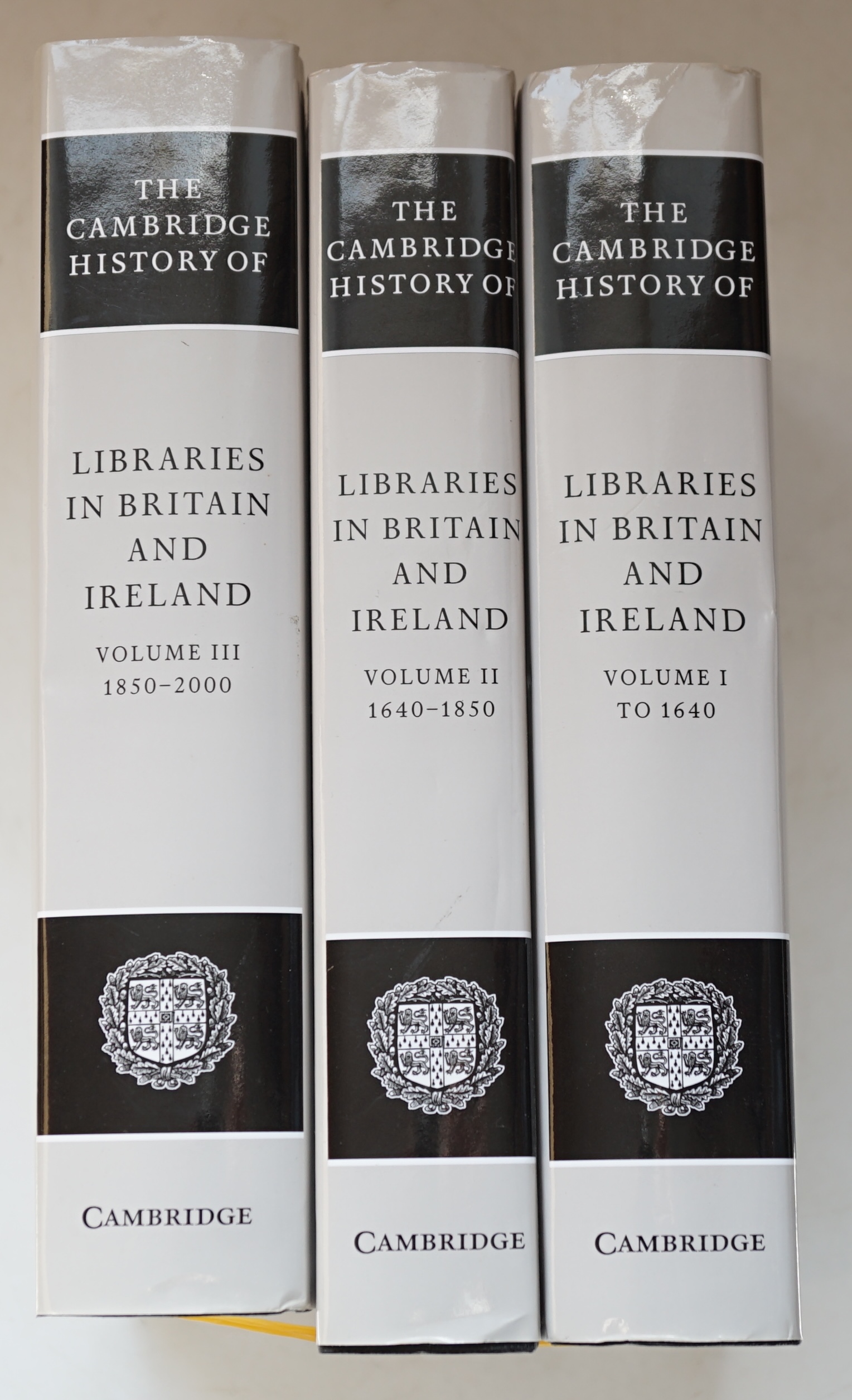Leedham-Green, Elisabeth & Webber, Teresa, and others (editors) - The Cambridge History of Libraries in Britain and Ireland, 3 vols., 8vo, original cloth in d/j’s, Cambridge University Press, 2006.